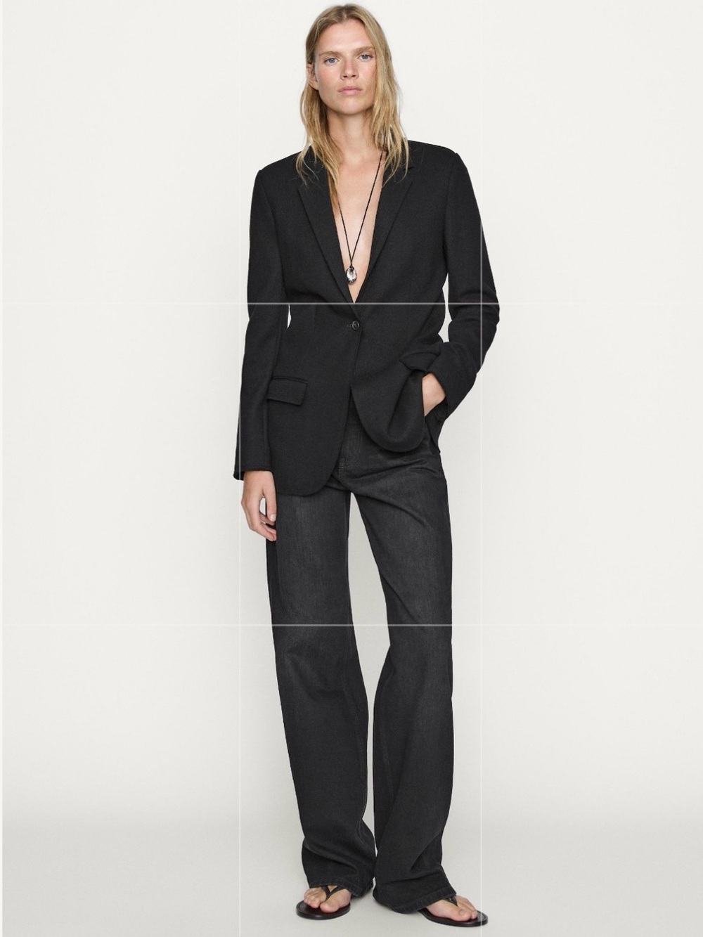 Massimo Dutti Wide Leg Jeans - black